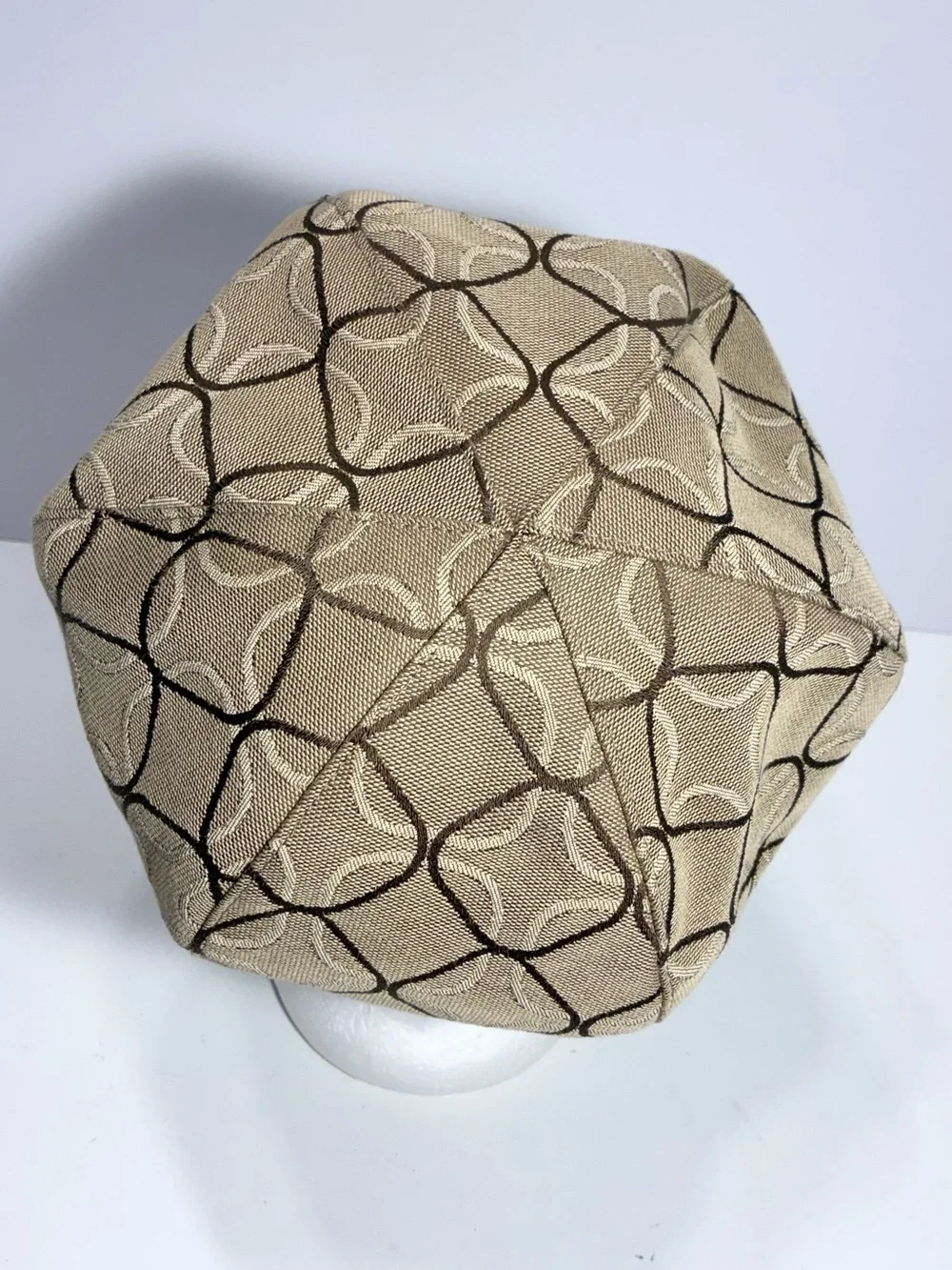 Y2K Nine West Jacquard Newsboy Baker Boy Hat Tan Brown OS